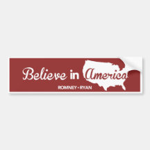 Romney Ryan Believe IN America Bumper Sticker Red