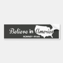 Romney Ryan Believe In America Dark Grey Bumper Bumper Sticker