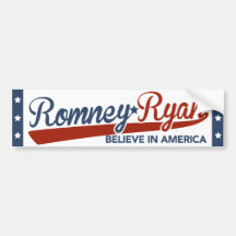 Romney Ryan Believe In America Script Bumper Bumper Stickers