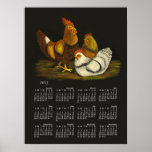 Rooster and Hens  calendar ~ print