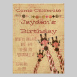 Rosa & Copper Giraffes  Birthday Invitation invitations