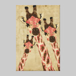 Rosa & Copper Giraffes White Canvas canvas prints