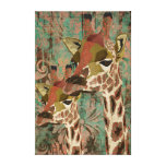 Rosa Giraffes Damask Canvas Canvas Print