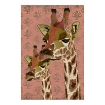 Rosa Giraffes Glitzy  Art Poster posters