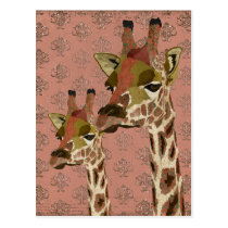 Rosa Giraffes Glitzy  Postcard postcards