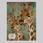 Rosa Giraffes Monogram Postcard postcards