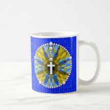 Rosary Dream Catcher Blue & Yellow Coffee Mugs