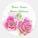 Rose Address Labels Round Sticker