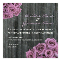 Rose and Barnwood Wedding Invitation