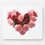 Rose and Carnation Heart Mouse Mats