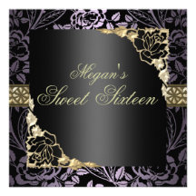 Rose Gold & Purple Birthday Invitation
