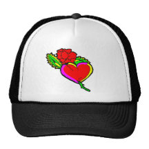 rose heart mesh hats