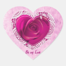 Rose Lace Heart - be my love sticker