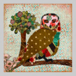 Rose Owl Dreamy Day Vintage Poster posters