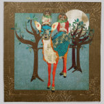 Rose Owls & Azure Deer Full Moon Napkin napkins