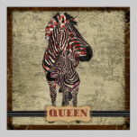 Rose Queen Zebras Vintage Poster posters