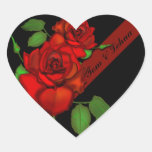 Rose Red Illustration Personalize Heart 2 Stickers