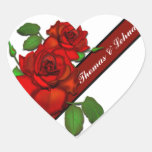 Rose Red Illustration Personalize Heart Stickers