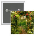 Rose Trellis Over Garden Path Pinback Buttons