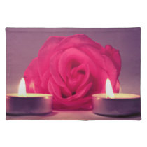 rose two candles dark pink floral image placemats