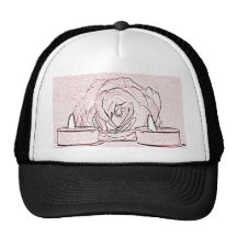 Rose, two tea light candles, done in black n pink mesh hat