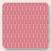 Rose Victorian Damask Drink Coaster