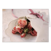 rose with linens note card