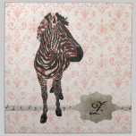 Rose Zebra  Damask Monogram Napkin napkins