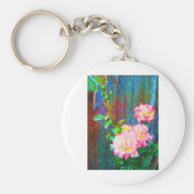 Roses and blue Fence Keychains
