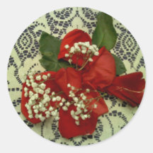 roses and lace round sticker
