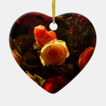 Roses I - Orange, Red and Gold Glory Christmas Ornament