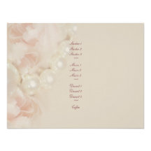 Roses pearls pink elegant menu romantic invitations