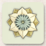 Rosette Botanical Flower in Soft Green and Blue cork coasters