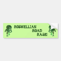 ROSWELLIAN ROAD RAGE! ANGRY ALIENS -BUMPER STICKER