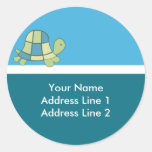 Round Address Labels Turtle Bay Blue Round Stickers