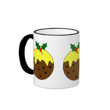 Round English Christmas Pudding Image Coffee Mugs