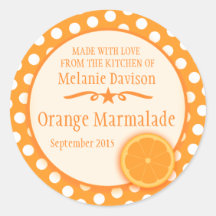 Round orange marmalade preserve gift stickers