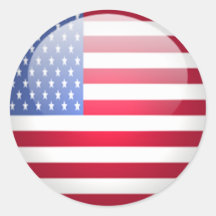 Round USA Flag Stickers