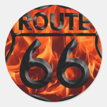 Route 66 Fire 1 Round Sticker