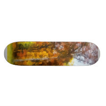 Row of Autumn Trees Skate Board