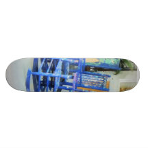 Row of Blue Rocking Chairs Skate Decks