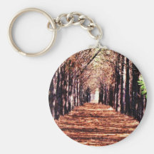 Row of Pine Trees in Forest Keychains