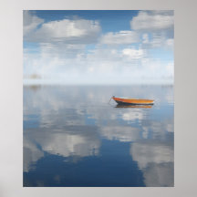 Rowboat Reflection Tranquil Waters Print