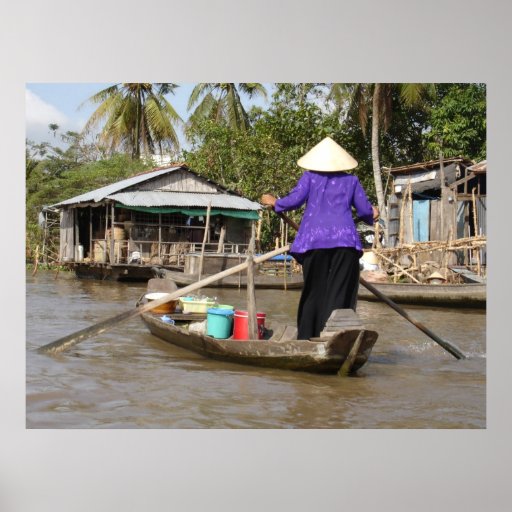 Rowing a boat in Mekong Delta, Vietnam Print