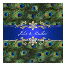 Royal Blue Peacock Wedding Invitation