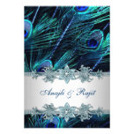 Royal Blue Silver Indian Peacock Reception Cards Custom Announcement