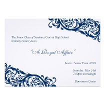 Royal blue traditional  junior formals senior prom invitations