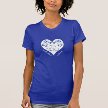 Royal Blue, White Floral Heart Bride T-shirt
