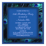 Royal Blue Womans Peacock Birthday Party Personalized Invitation
