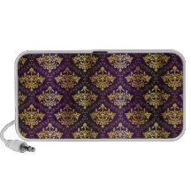 royal damask purple and gold design portable speaker